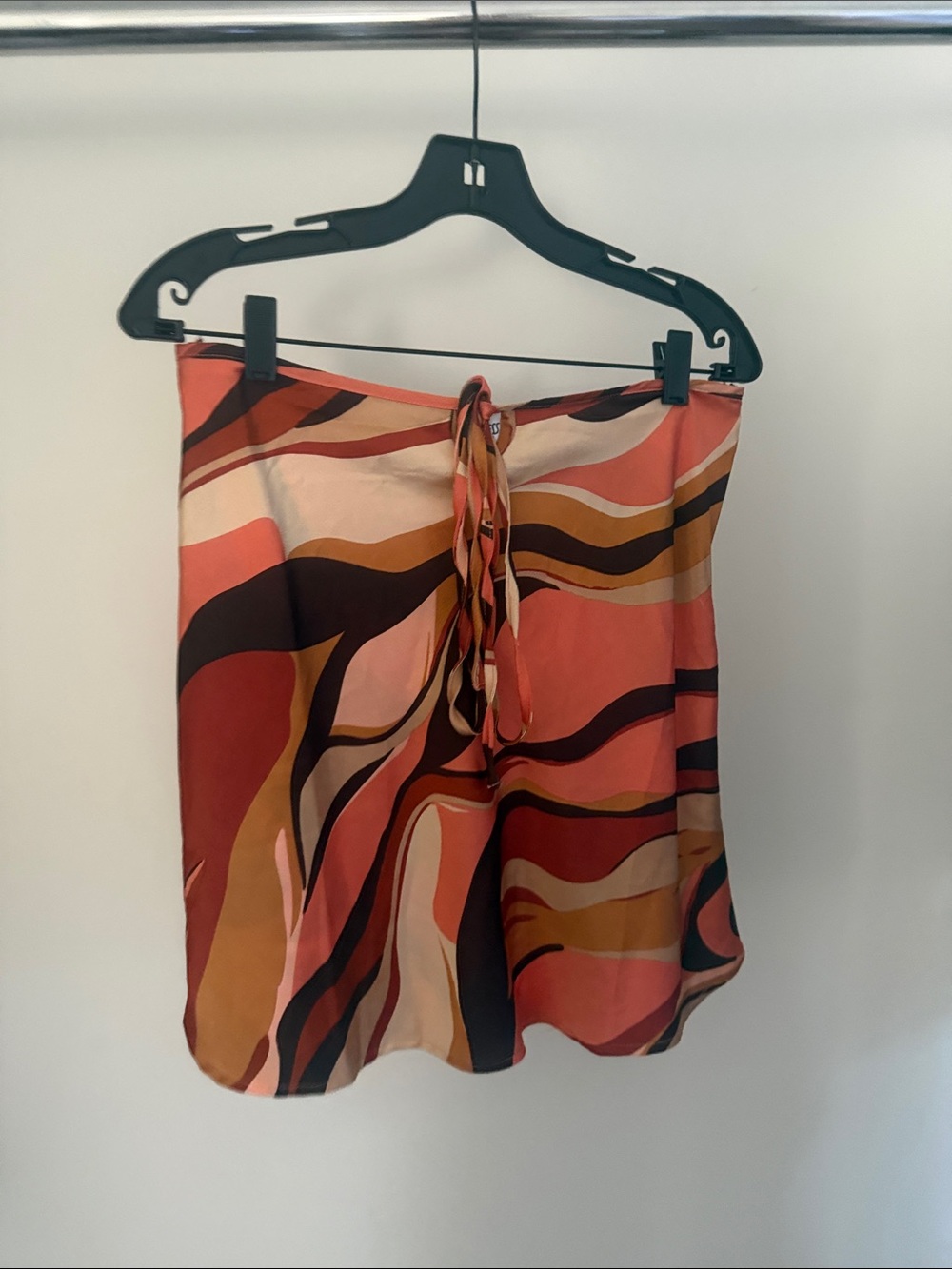 Princess Polly Coral Multi Wave Tie-Front Mini Skirt